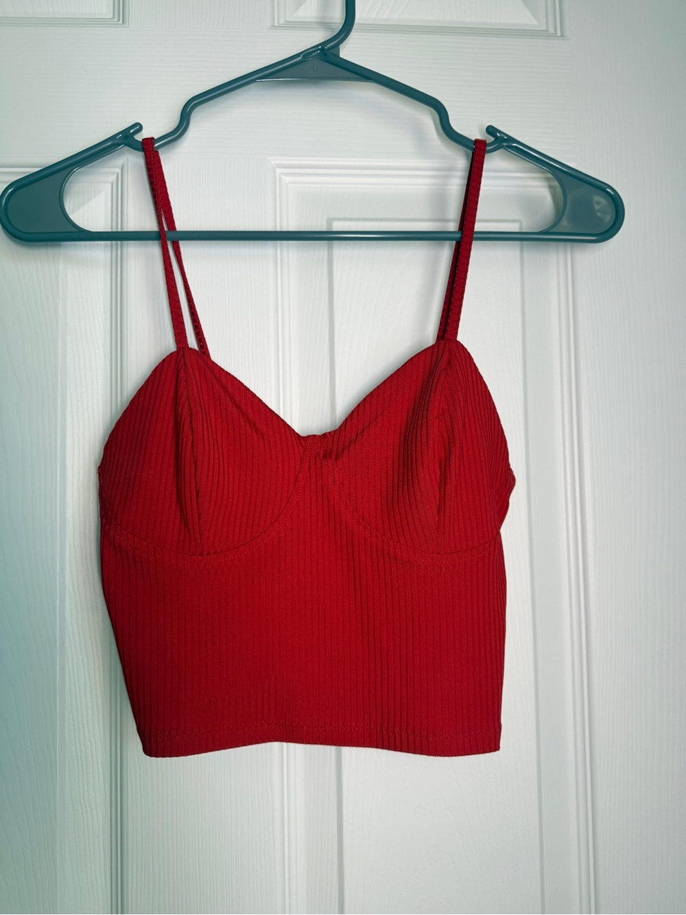 3/$15 Bershka Ribbed Red Cropped Bustier sweetheart Tank Top